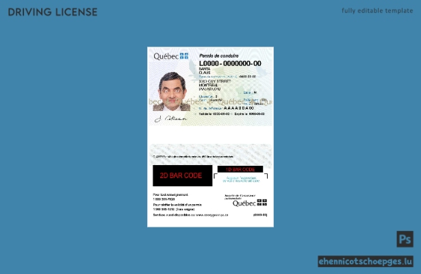 Beispiel für einen kanadischen Führerschein aus Quebec